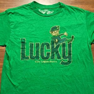 LUCKY CHARMS T-SHIRT - Medium // Leprechaun Cereal Brand Logo Tee Shirt Green
